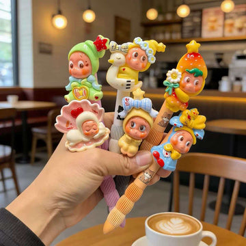 Creative 3D Kawaii Character Pens - Cute Resin Topper Stationery